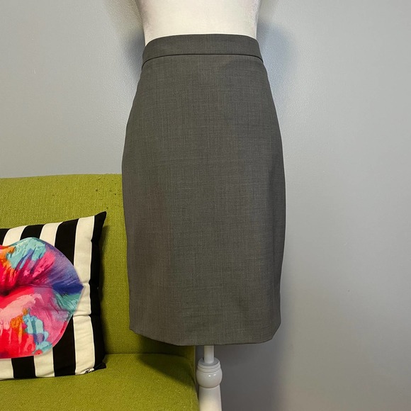 J Crew Grey Wool No 2 Pencil Knee Length Straight Skirt 4